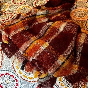 Simply Noelle Brown and Orange Plaid Cape with turtleneck